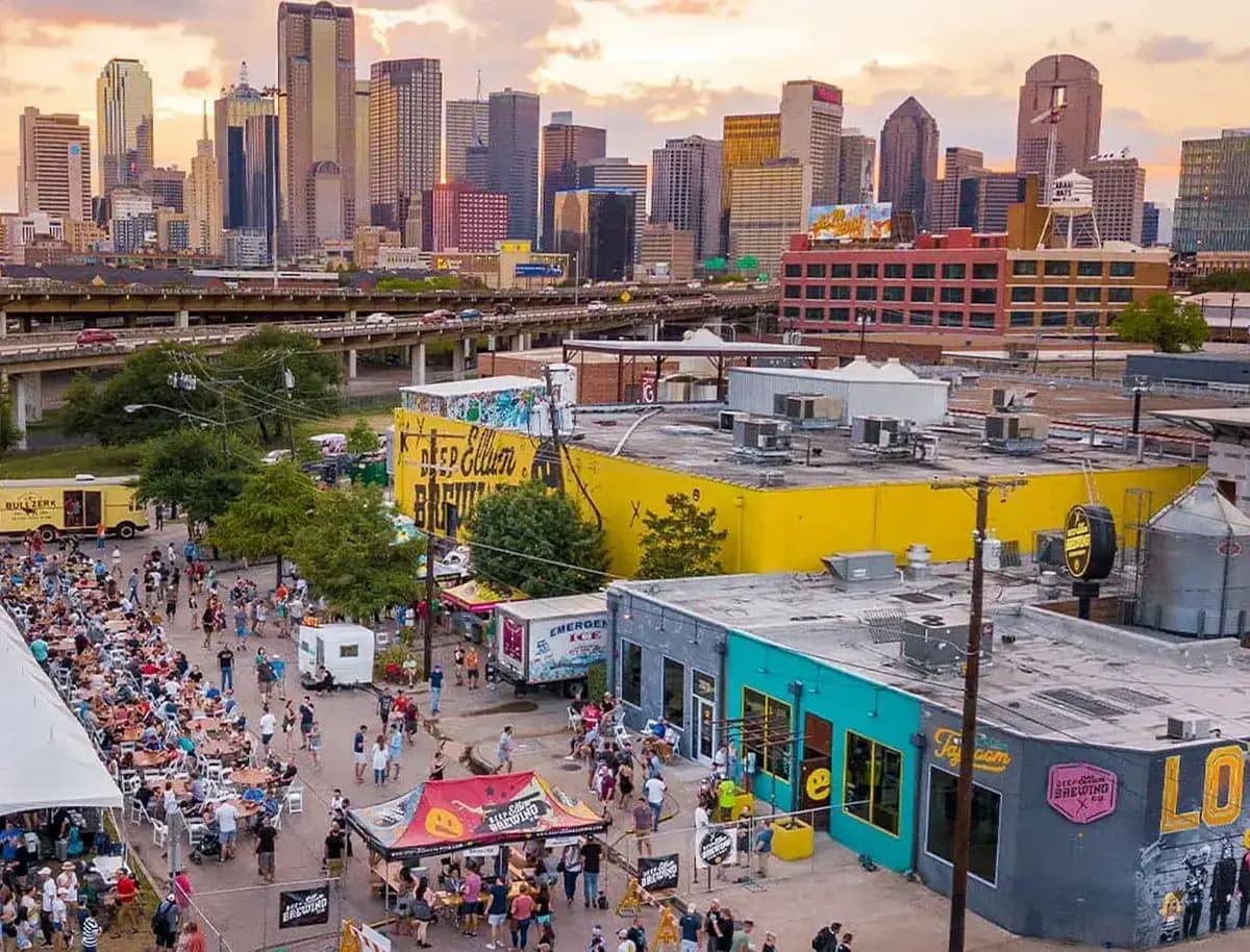 Deep Ellum Dallas skyline and festival district