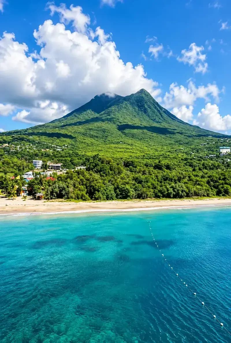 Nevis tropical shoreline and turquoise water